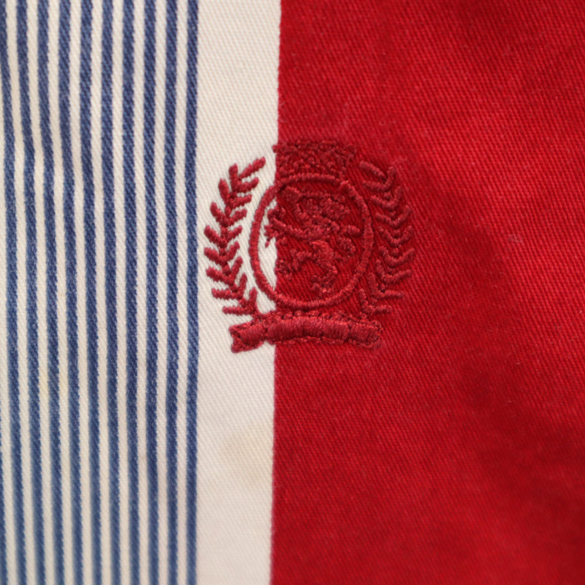 TOMMY HILFIGER トミーヒルフィガー 90s オールド ストライプ柄 長袖 ボタンダウンシャツ L レッド メンズ