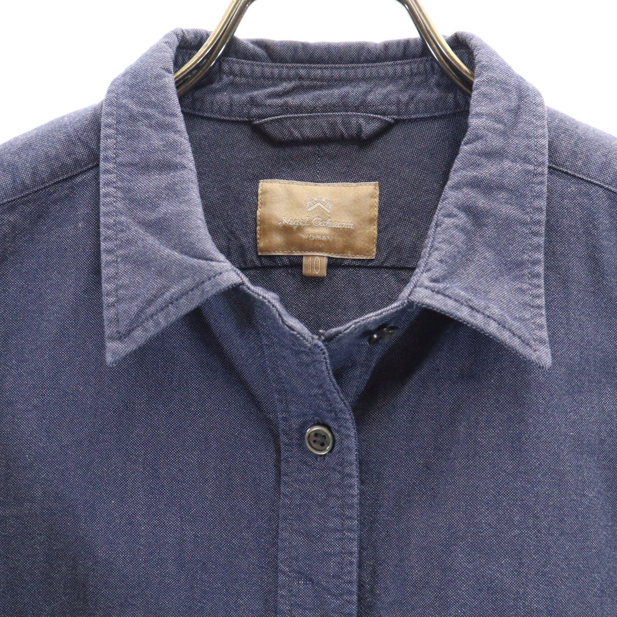 Nigel Cabourn ナイジェルケーボン 日本製 長袖 シャツ 10 ネイビー レディース