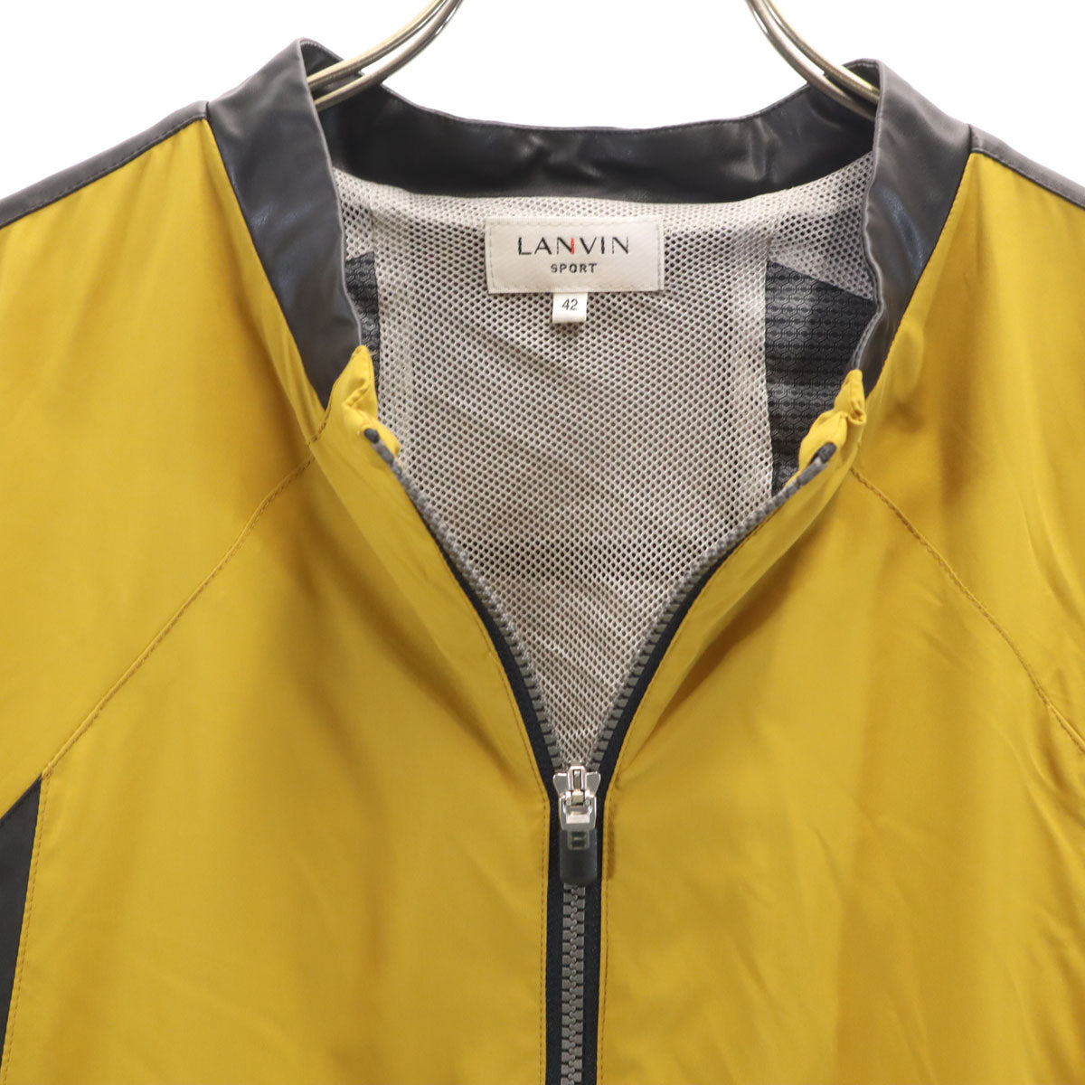 LANVIN SPORT ランバンスポール フェイクレザー切替 ブルゾン 42 マスタード メンズ