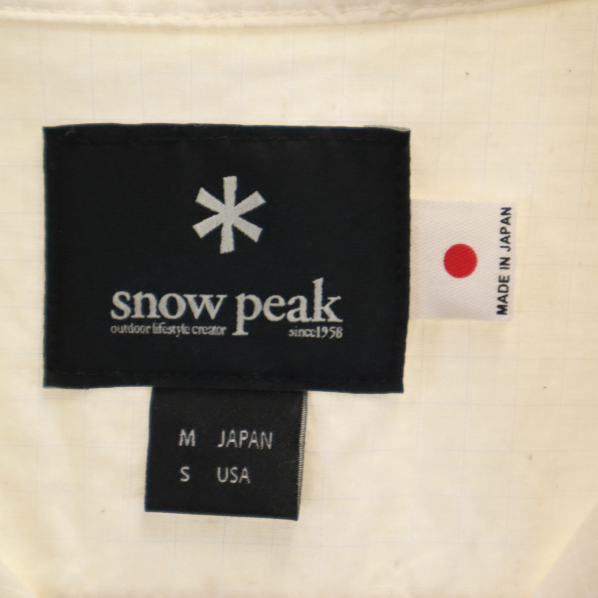 snowpeak スノーピーク 日本製 長袖 リップストップ プルオーバー シャツ M アイボリー メンズ