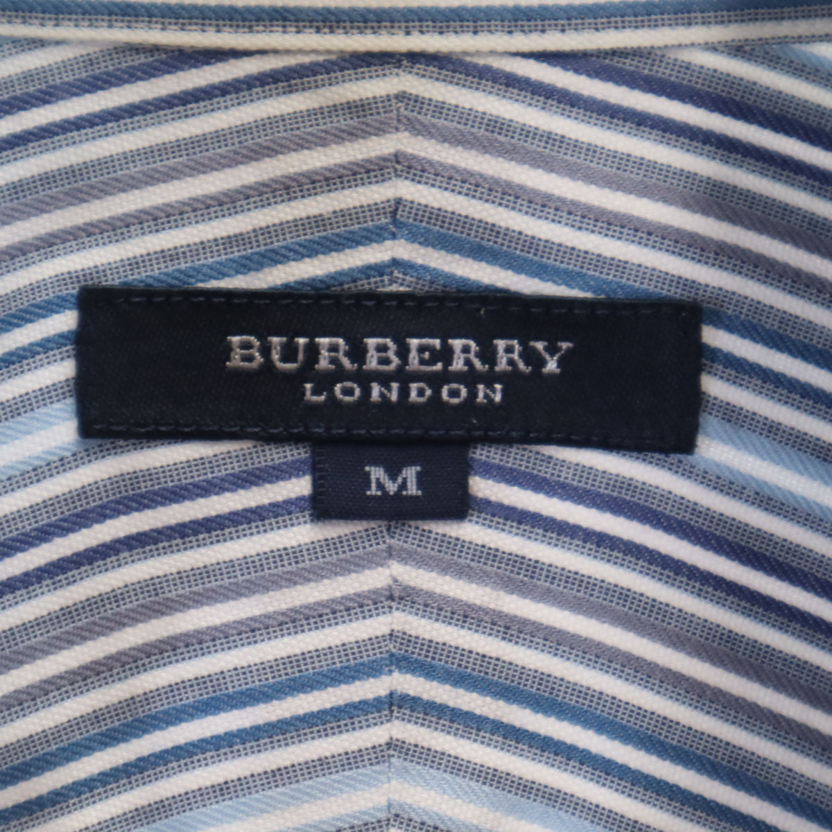 BURBERRY LONDON バーバリーロンドン 日本製 ストライプ柄 長袖 ボタンダウンシャツ M グレー 三陽商会 メンズ