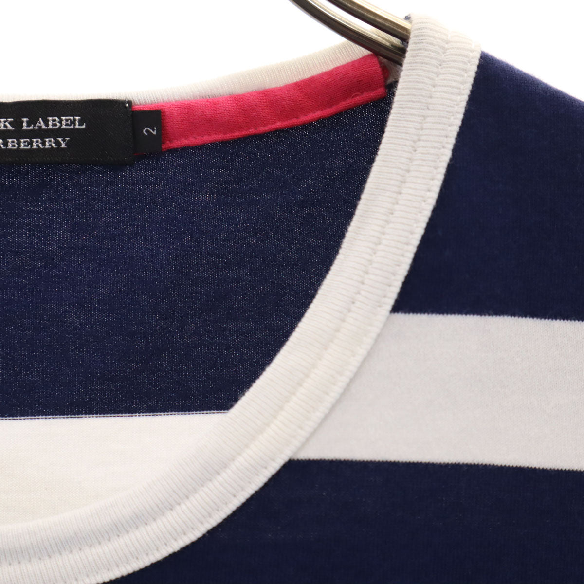 BURBERRY BLACK LABEL バーバリーブラックレーベル ボーダー柄 7分袖 Tシャツ 2 ホワイト 三陽商会 レディース