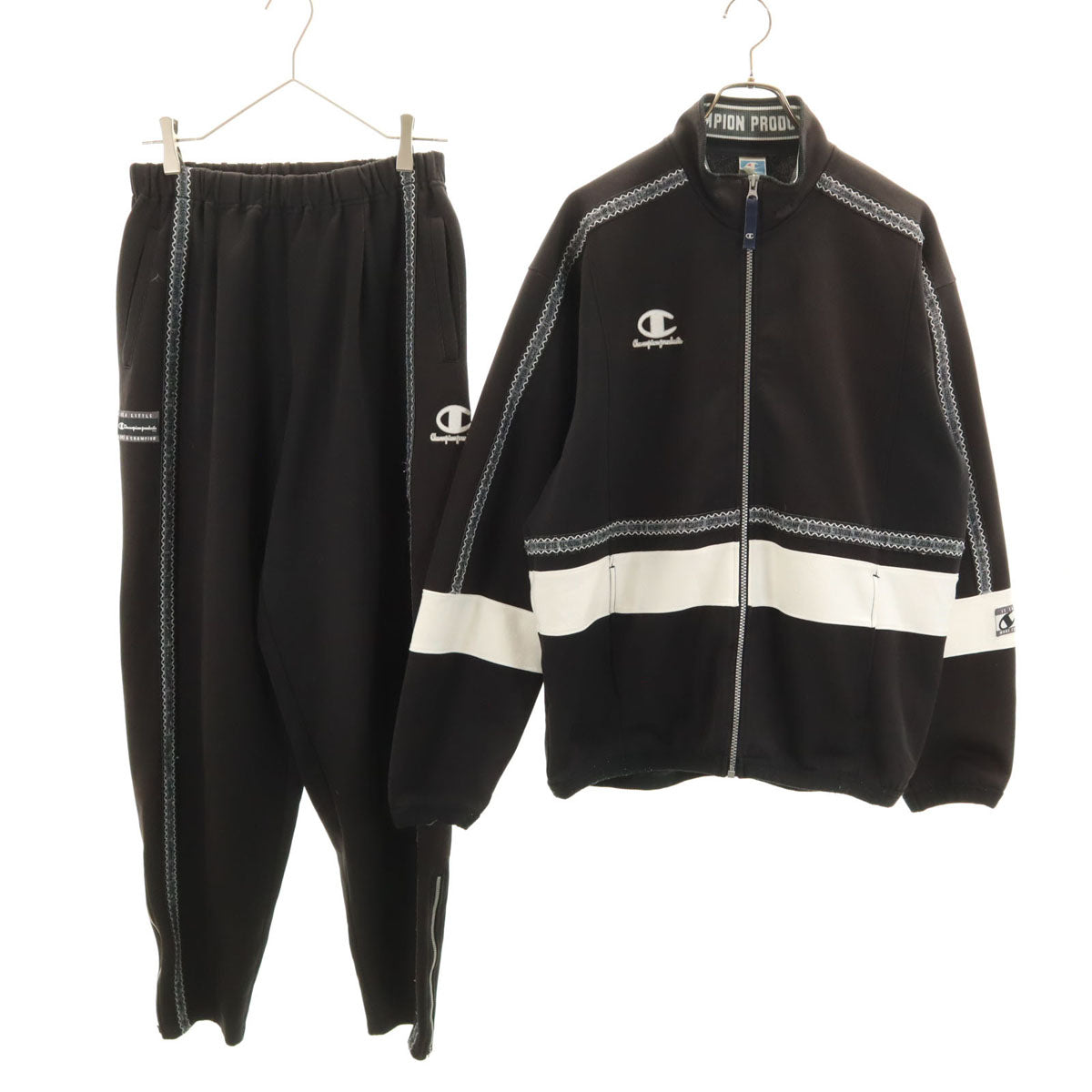 Champion チャンピオン 80s 90s オールド トラックジャケット 上下 セットアップ XO ブラック ジャージ ビックサイズ メンズ