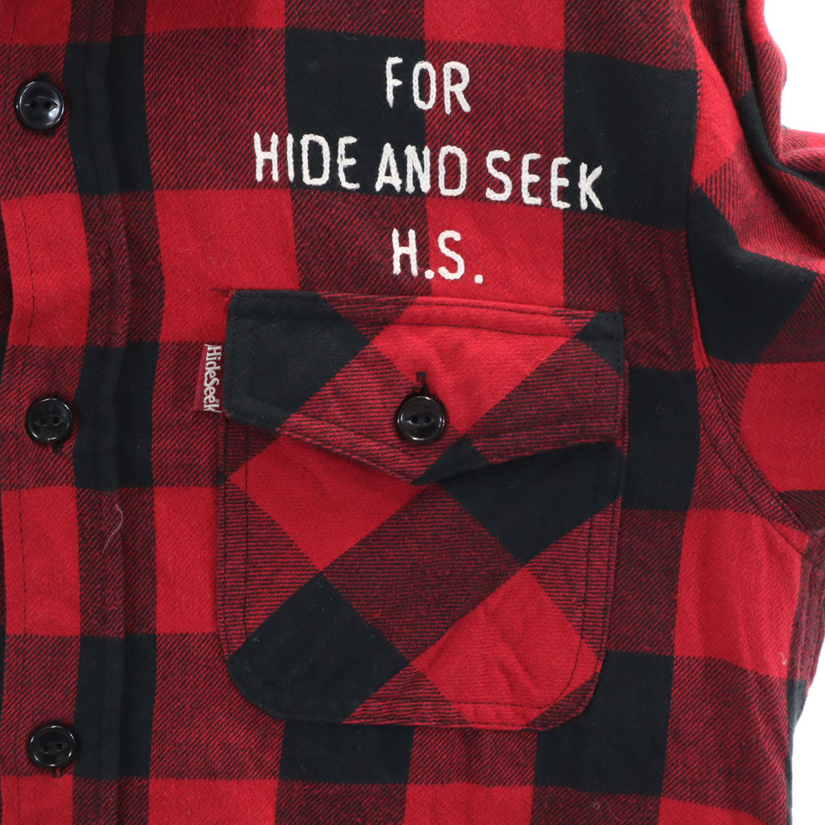 HideandSeek ハイドアンドシーク 日本製 ギンガムチェック柄 長袖 シャツ S レッド メンズ