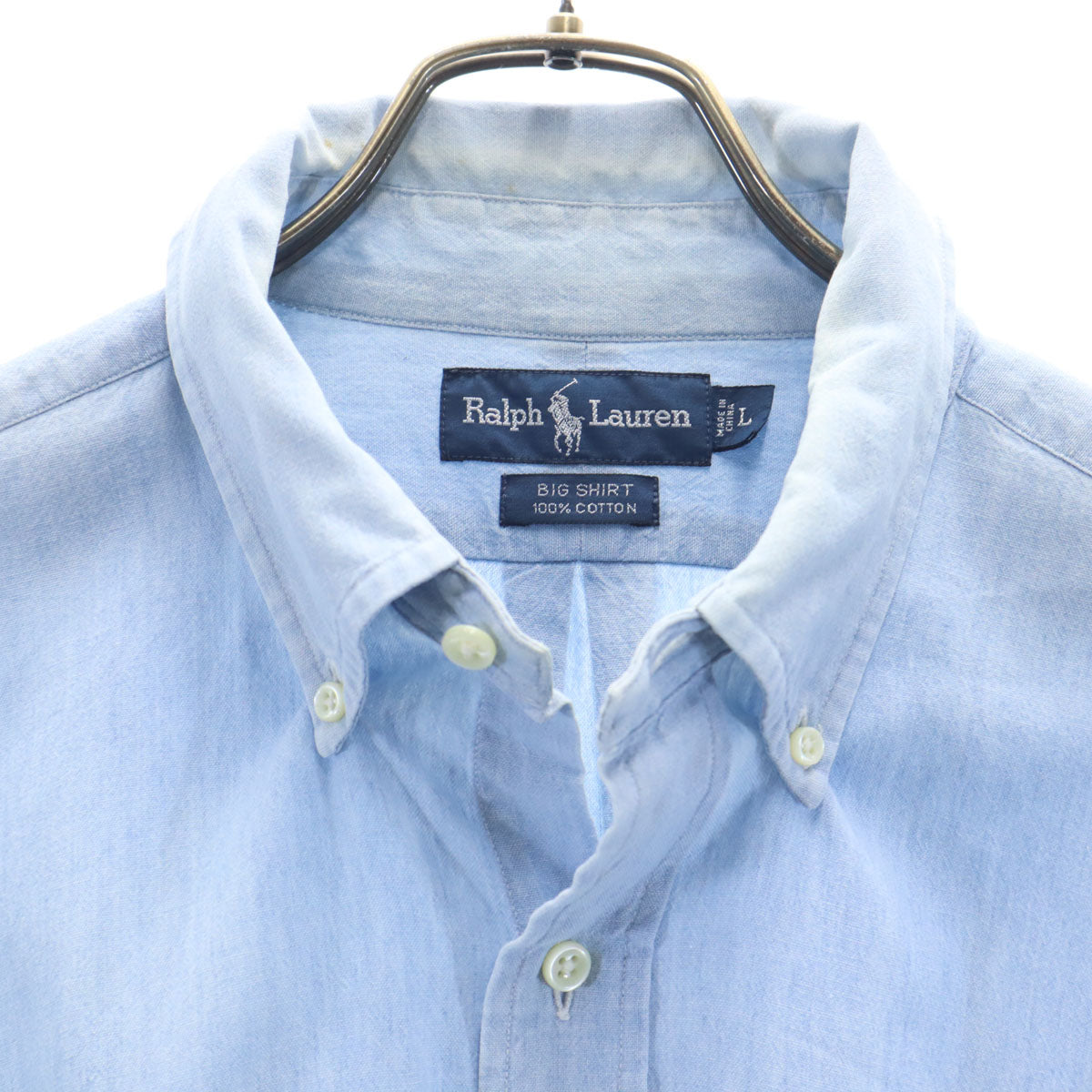 RALPH LAUREN ラルフローレン 90s オールド 長袖 コットンシャツ L ブルー BIG SHIRT メンズ