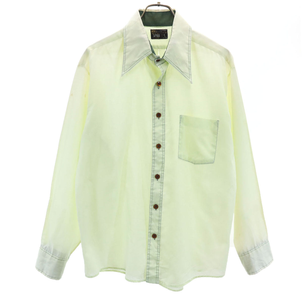 TOWNCRAFT タウンクラフト 70s ヴィンテージ 衿芯 長袖 シャツ L ライトグリーン JCpenney メンズ