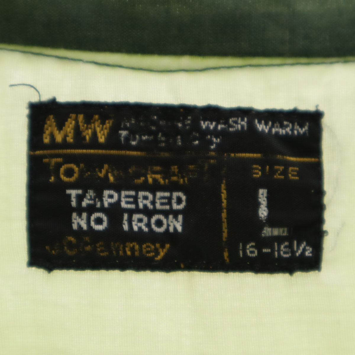 TOWNCRAFT タウンクラフト 70s ヴィンテージ 衿芯 長袖 シャツ L ライトグリーン JCpenney メンズ