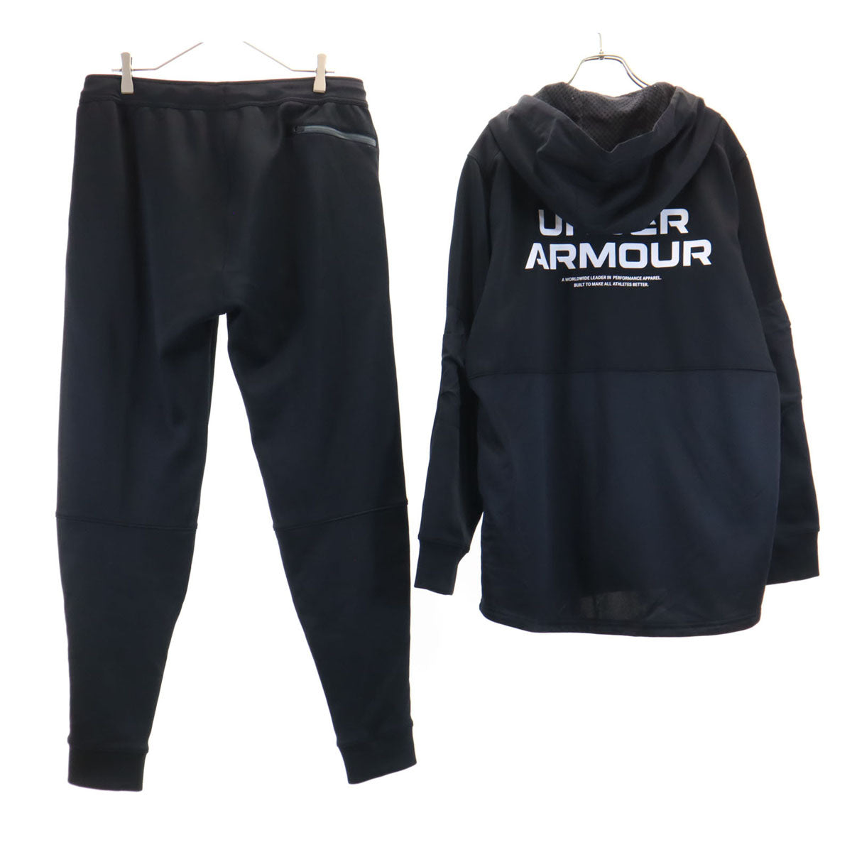 UNDER ARMOUR アンダーアーマー 長袖 ジップパーカー 上下 セットアップ 2XL ブラック ジャージ メンズ