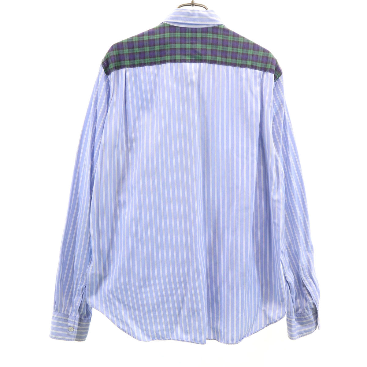 COMME des GARCONS HOMME コムデギャルソンオム 日本製 ストライプ柄 長袖 コットンシャツ M ブルー系 メンズ