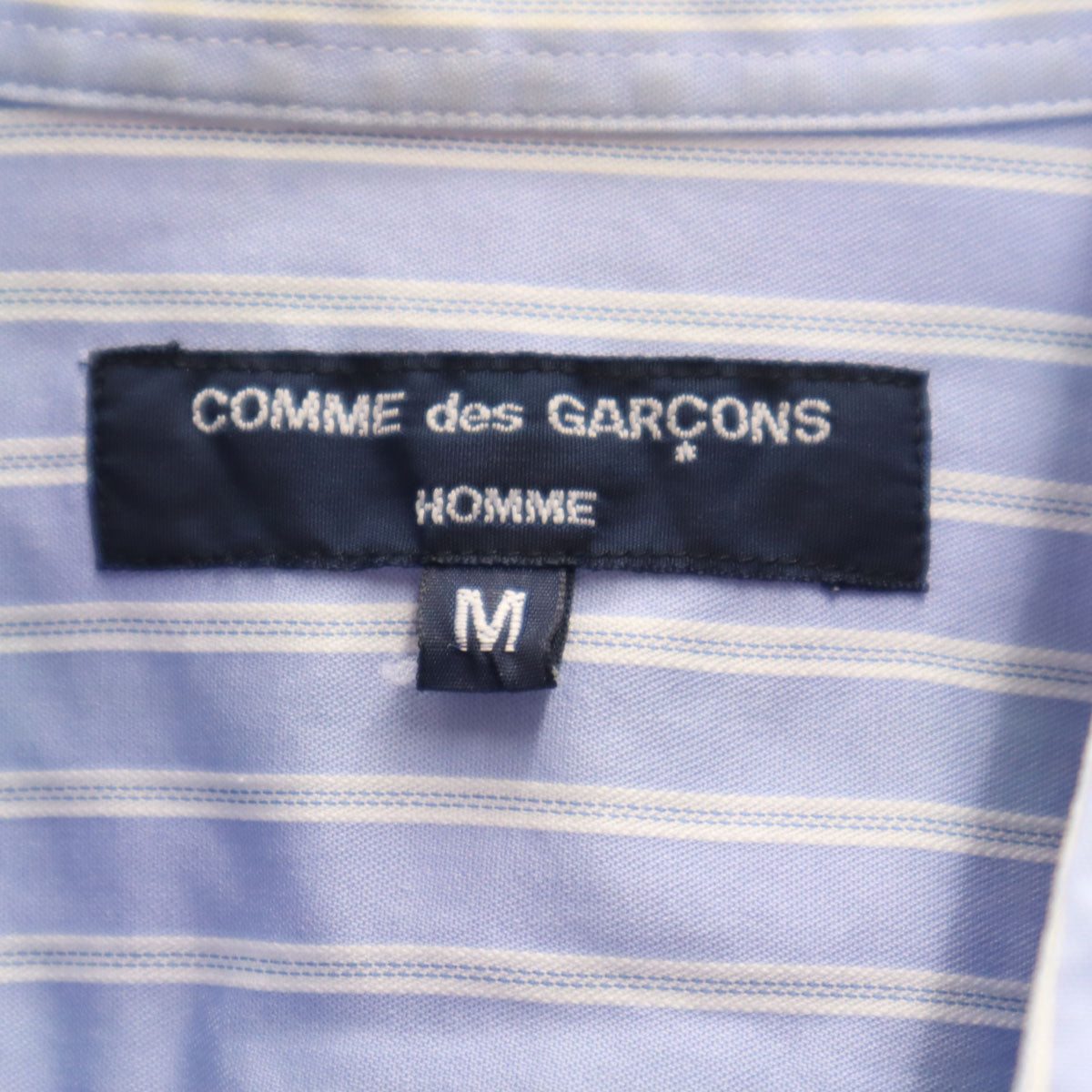 COMME des GARCONS HOMME コムデギャルソンオム 日本製 ストライプ柄 長袖 コットンシャツ M ブルー系 メンズ
