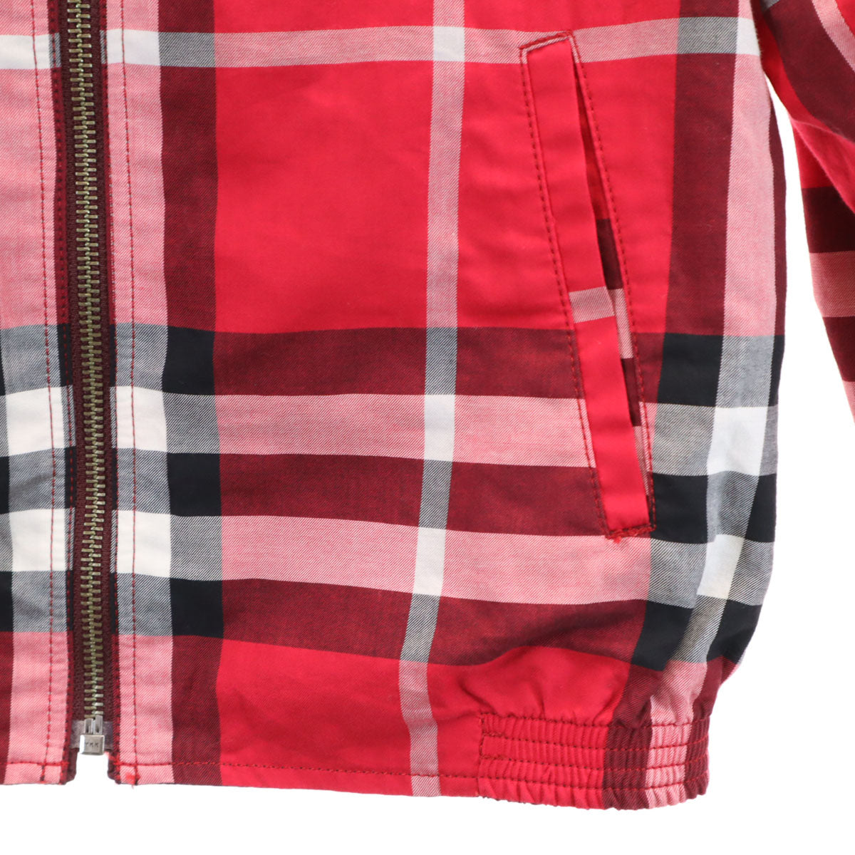 美品 BURBERRY LONDON バーバリーロンドン チェック柄 リバーシブル ジャケット 130 レッド系 三陽商会 キッズ