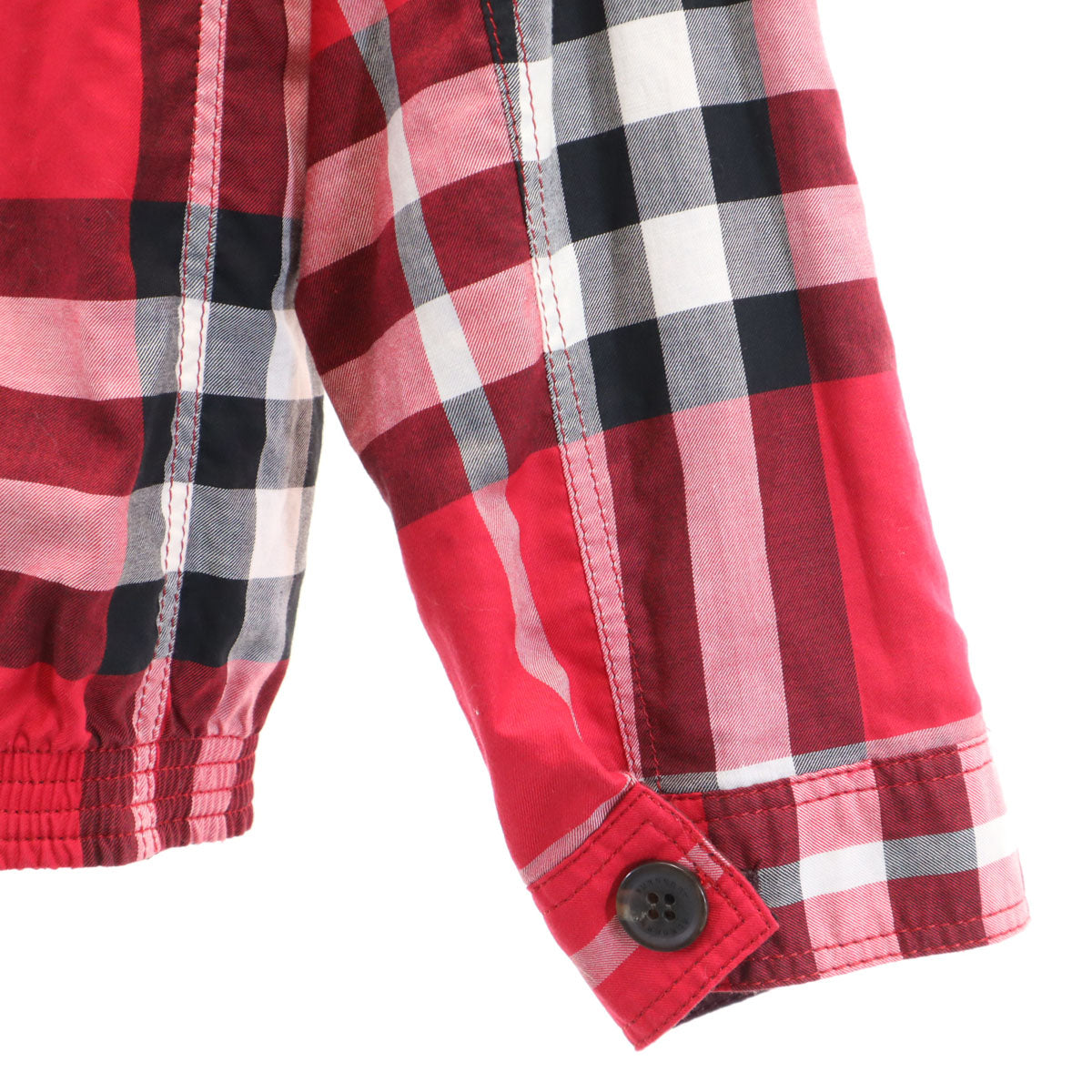 美品 BURBERRY LONDON バーバリーロンドン チェック柄 リバーシブル ジャケット 130 レッド系 三陽商会 キッズ