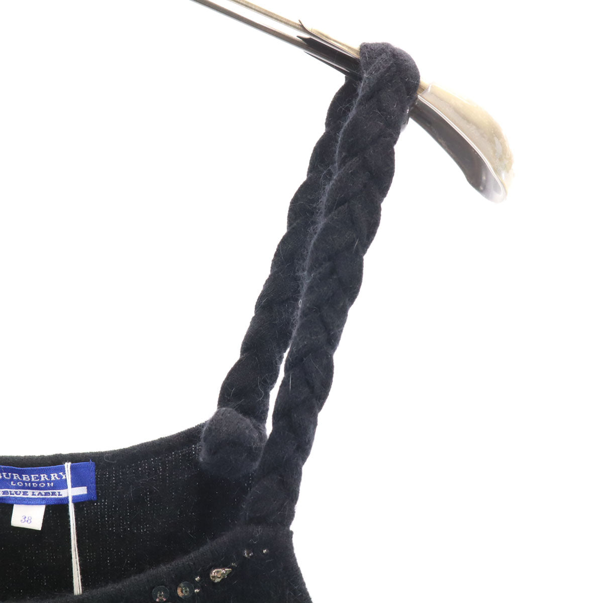 未使用 BURBERRY LONDON BLUE LABEL バーバリー ロンドン ブルーレーベル アンゴラブレンド ニット キャミソール 38 ブラック 三陽商会 レディース