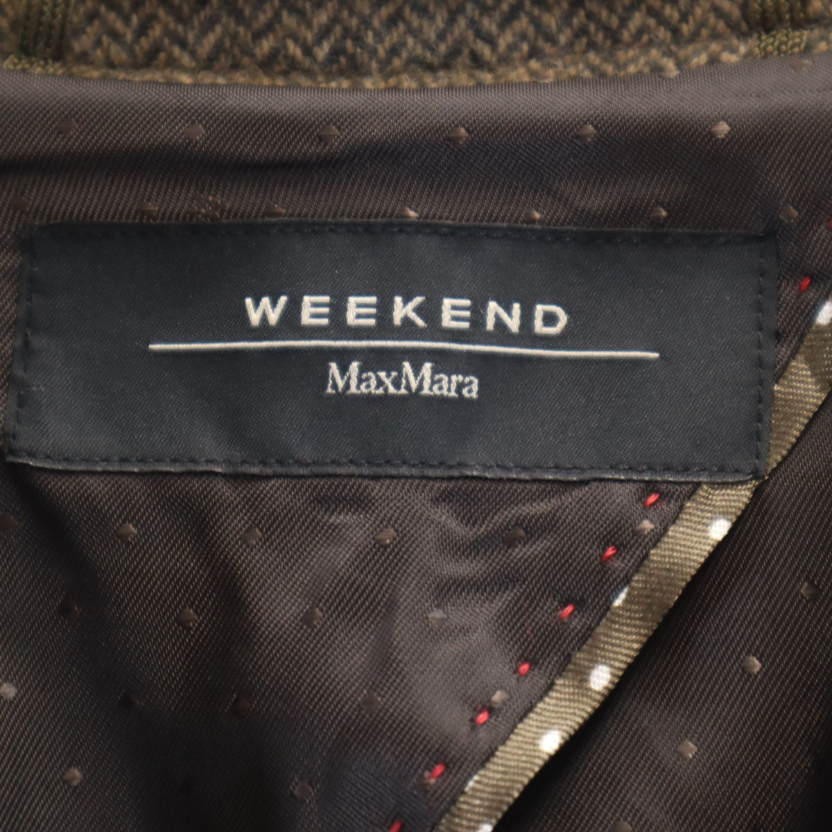 MAX MARA Weekend マックスマーラウィークエンド ヘリンボーン ニット切替 テーラードジャケット 42 ブラウン アンコン レディース