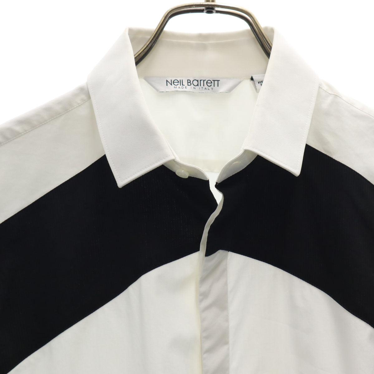 NEIL BARRETT ニールバレット イタリア製 長袖 コーデュロイ切り替え コットンシャツ M ホワイト メンズ