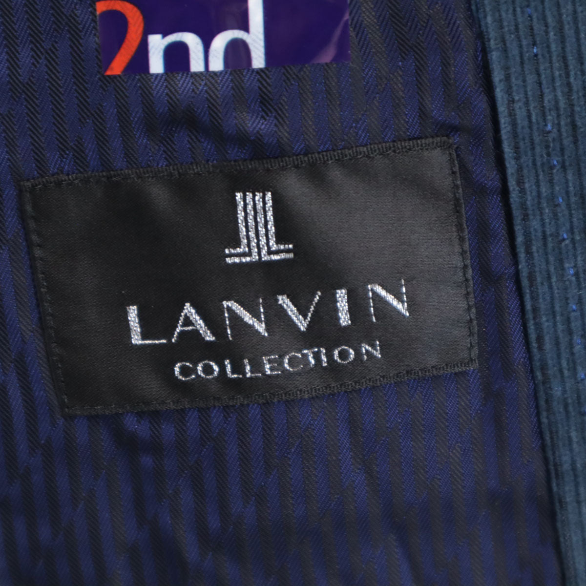 LANVIN LA COLLECTION ランバンコレクション 日本製 チェック柄 コーデュロイ テーラードジャケット 50 ネイビー メンズ
