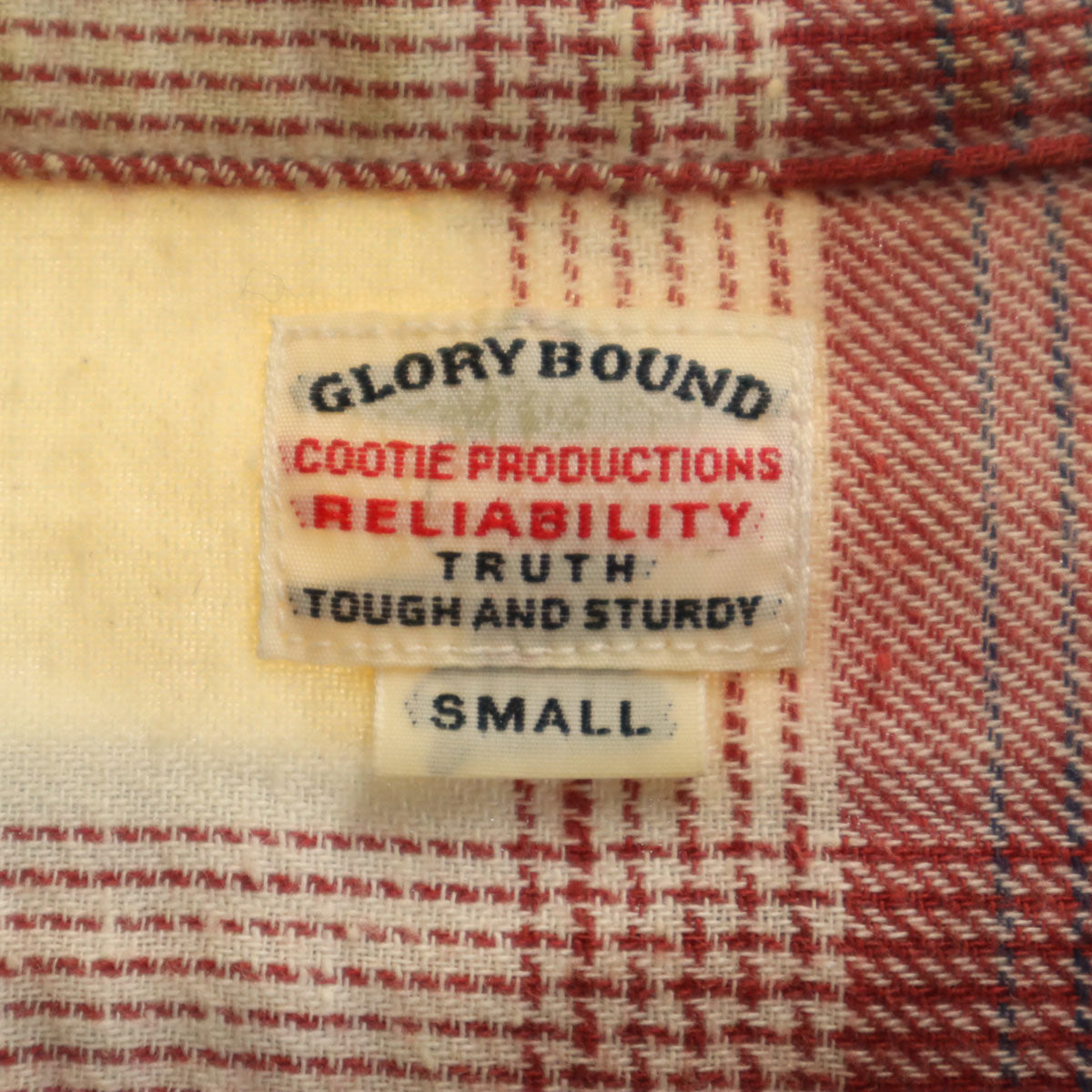 COOTIE PRODUCTIONS クーティ 日本製 チェック柄 長袖 フランネル オープンカラーシャツ S ベージュ GLORY BOUND メンズ