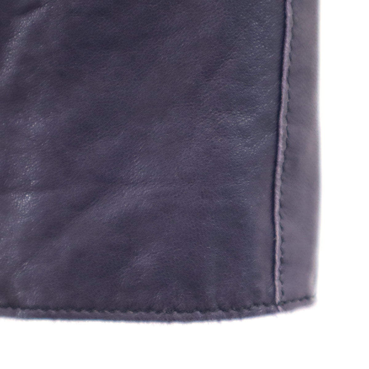 LANVIN LA COLLECTION ランバンコレクション 日本製 長袖 羊革レザー シャツ 38 ネイビー レディース