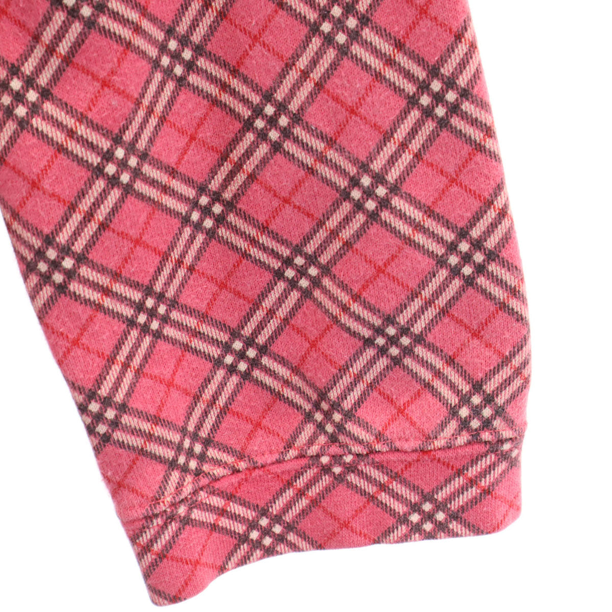 BURBERRY LONDON BLUE LABEL バーバリー ロンドン ブルーレーベル チェック柄 7分袖 クロップド丈 スウェット M レッドピンク 三陽商会 レディース