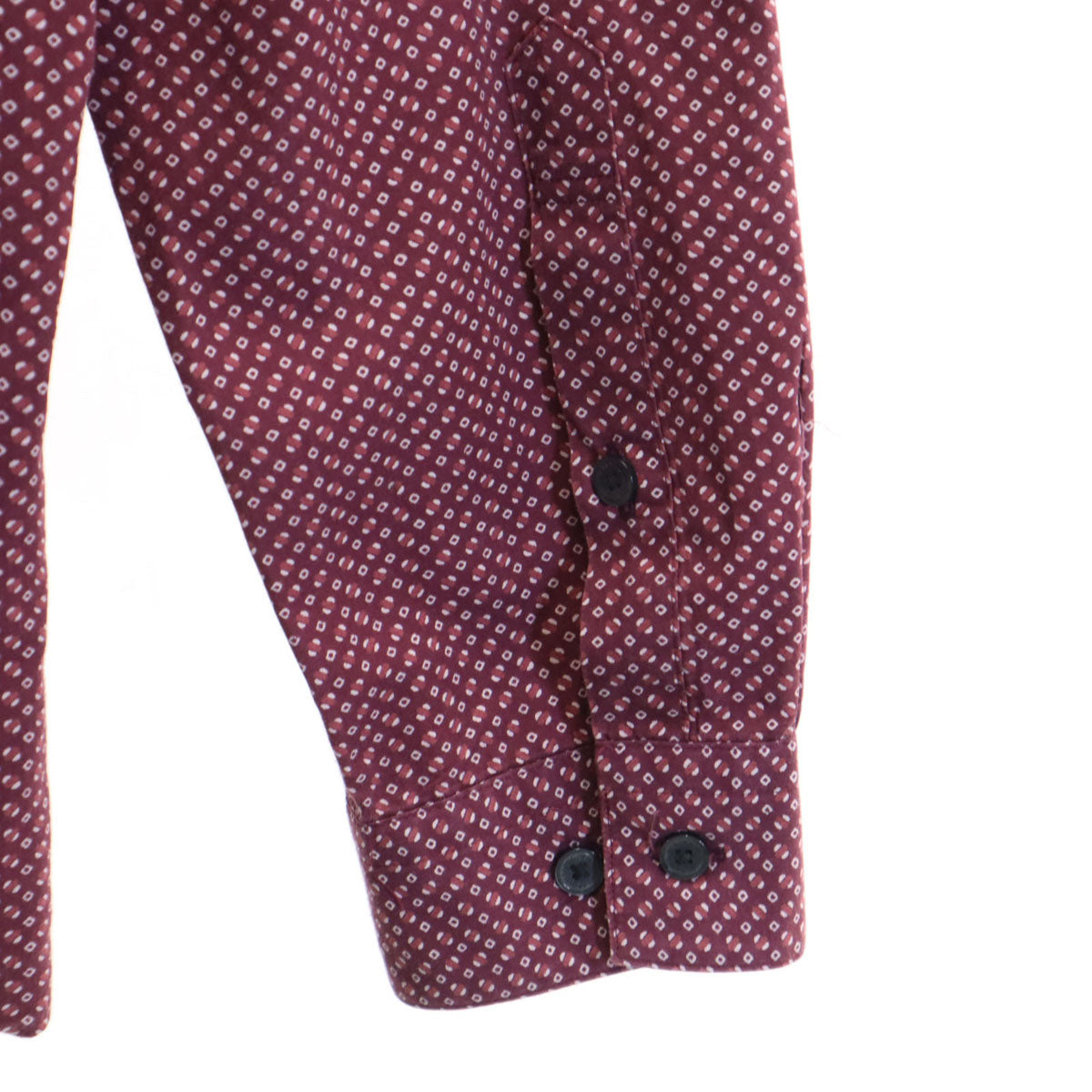 BURBERRY BLACK LABEL バーバリーブラックレーベル 総柄 長袖 ボタンダウンシャツ 3 ボルドー 三陽商会 メンズ