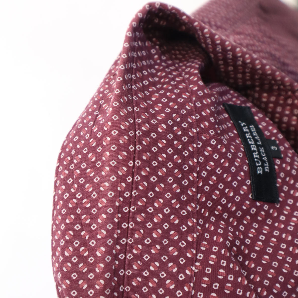 BURBERRY BLACK LABEL バーバリーブラックレーベル 総柄 長袖 ボタンダウンシャツ 3 ボルドー 三陽商会 メンズ