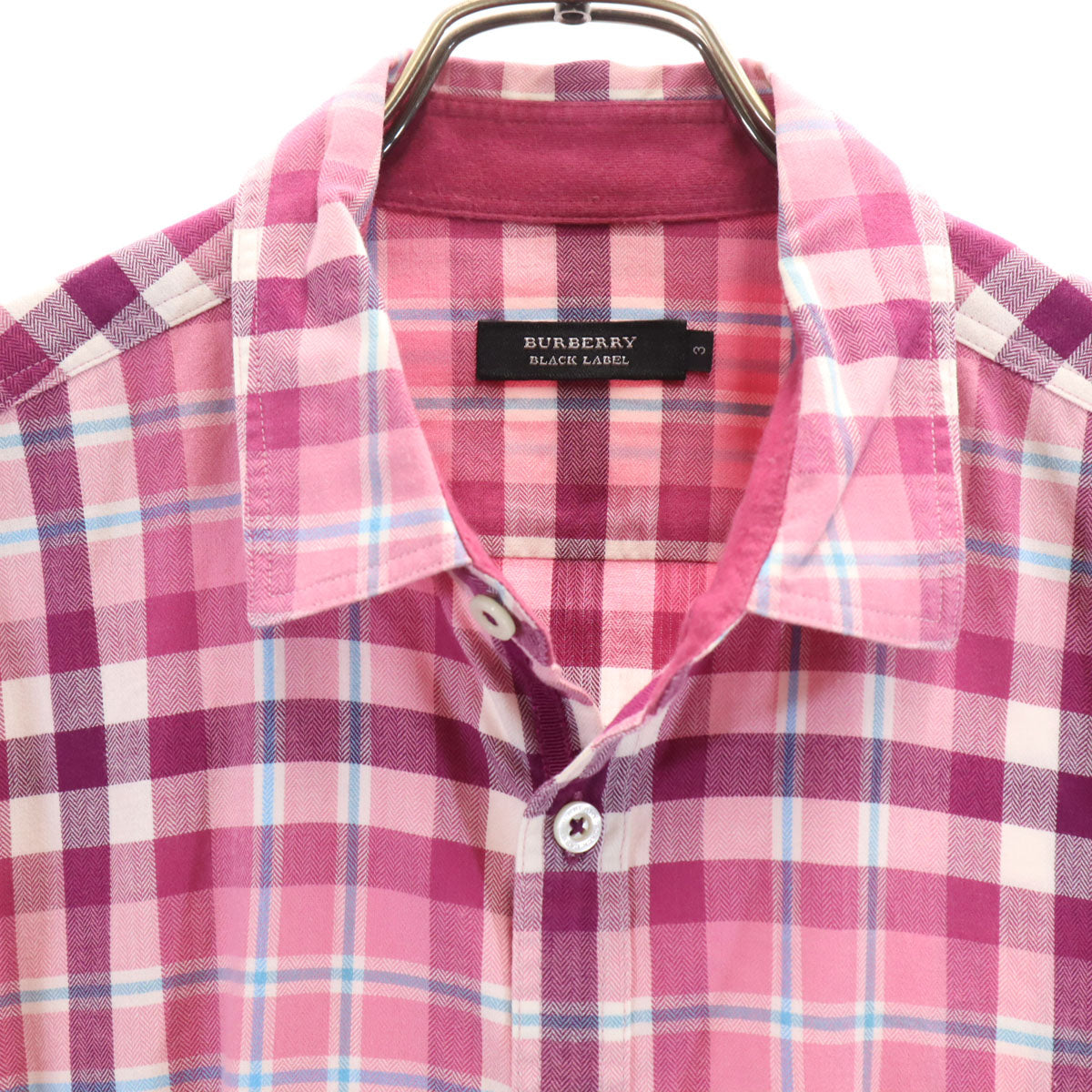BURBERRY BLACK LABEL バーバリーブラックレーベル チェック柄 長袖 コットンシャツ 3 ピンク 三陽商会 メンズ