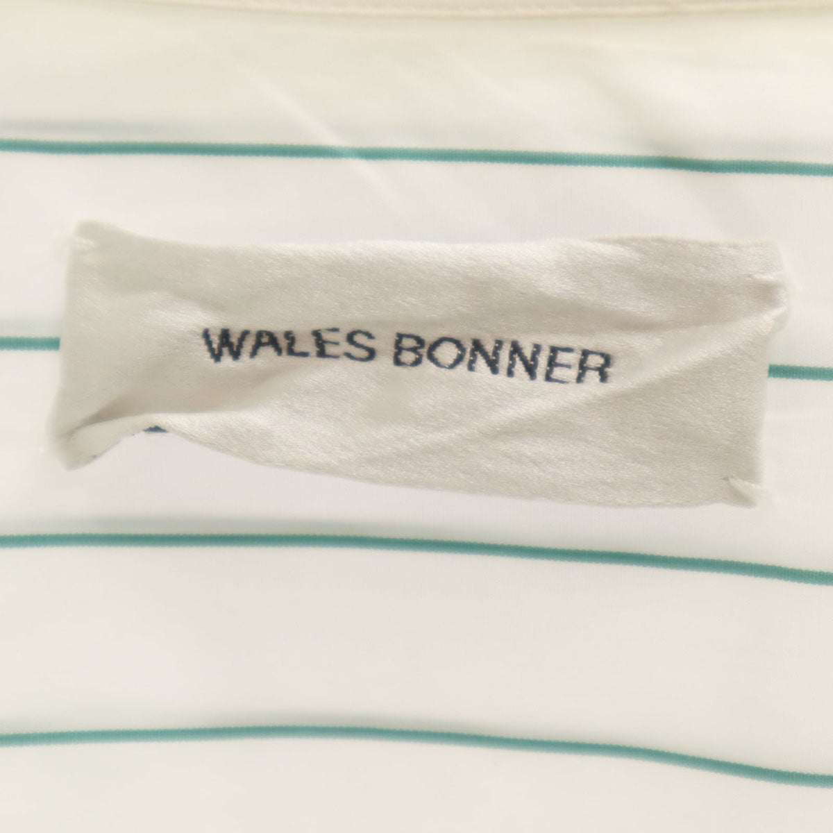 WALES BONNER ウェールズボナー イタリア製 ストライプ柄 長袖 オープンカラーシャツ 44 ホワイト レディース