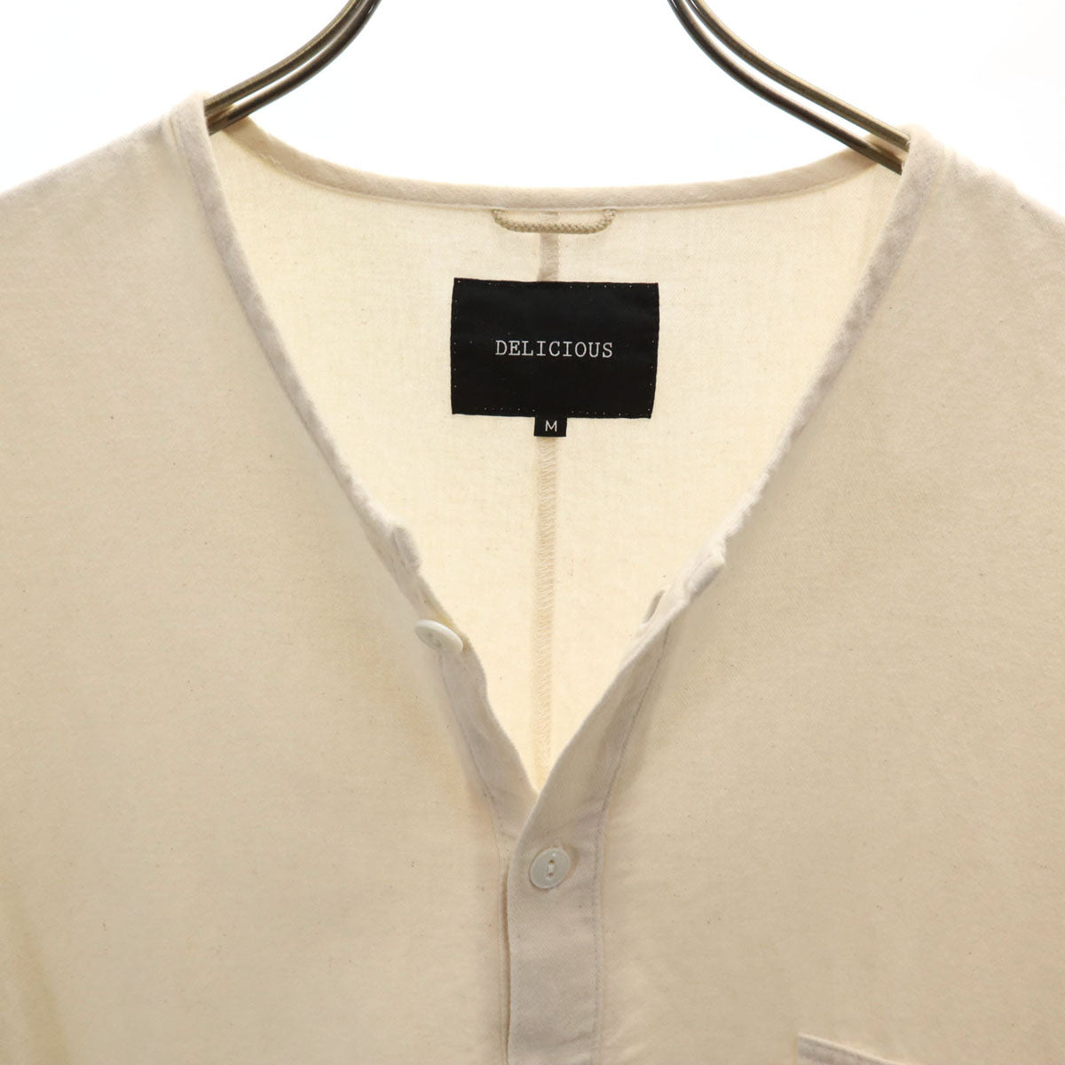 DELICIOUS デリシャス 日本製 長袖 ヘンリーネック Tシャツ M ベージュ メンズ