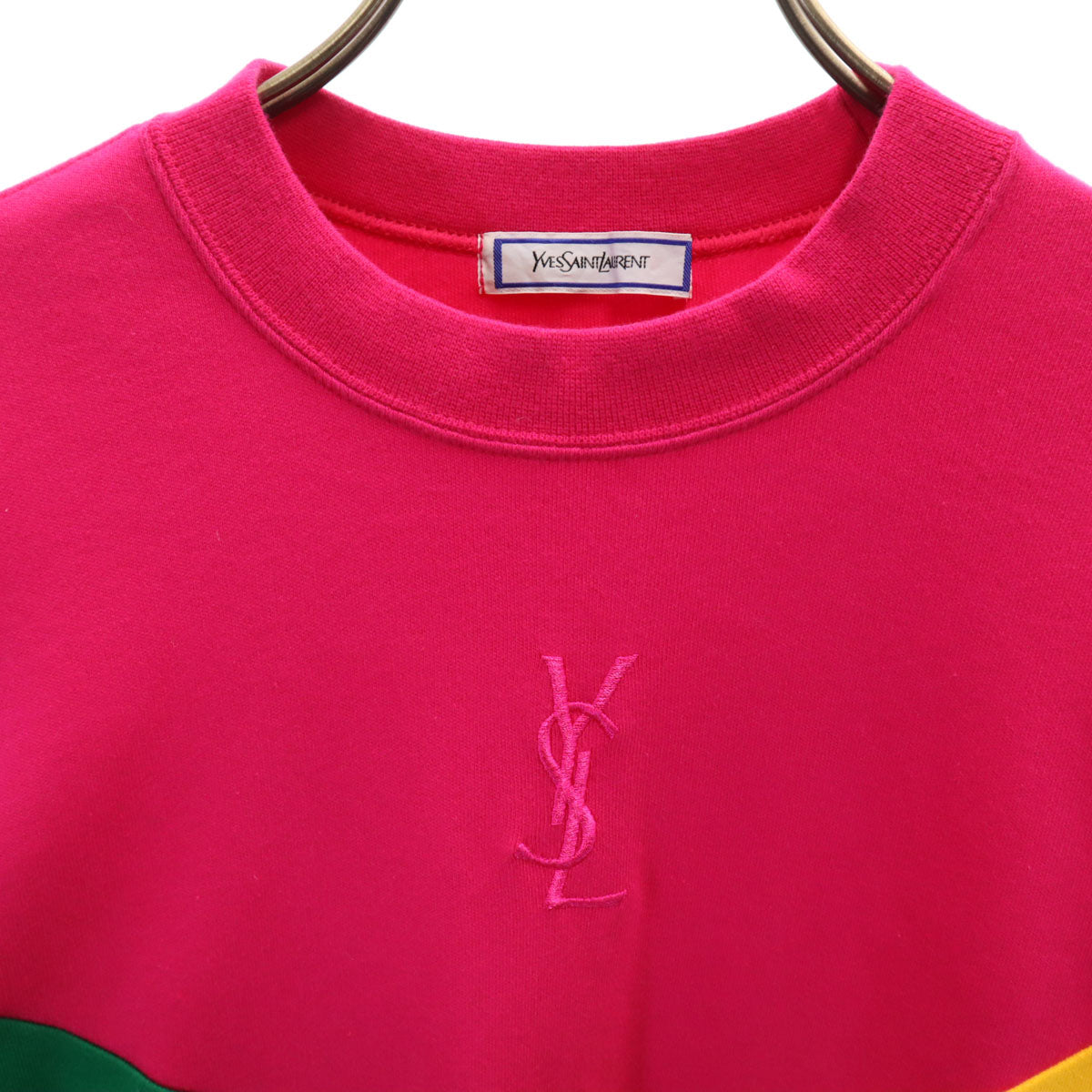 YVES SAINT LAURENT イヴサンローラン 90s オールド 長袖 スウェット トレーナー M ピンク レディース