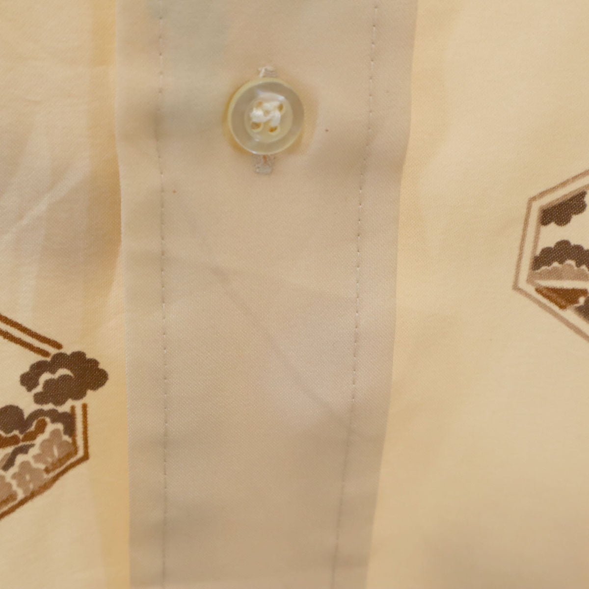 VAN HEUSEN ヴァンヒューゼン 70s ヴィンテージ 総柄 長袖 シャツ 15/34-35 ベージュ メンズ