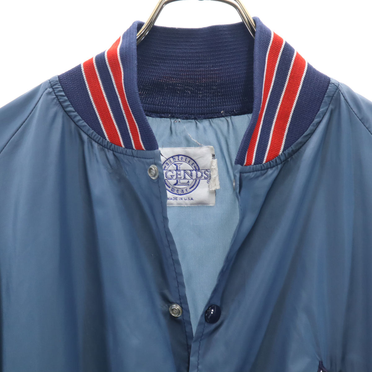 LEGENDS 80s 90s オールド USA製 ワンポイントワッペン スタジャン ネイビー メンズ