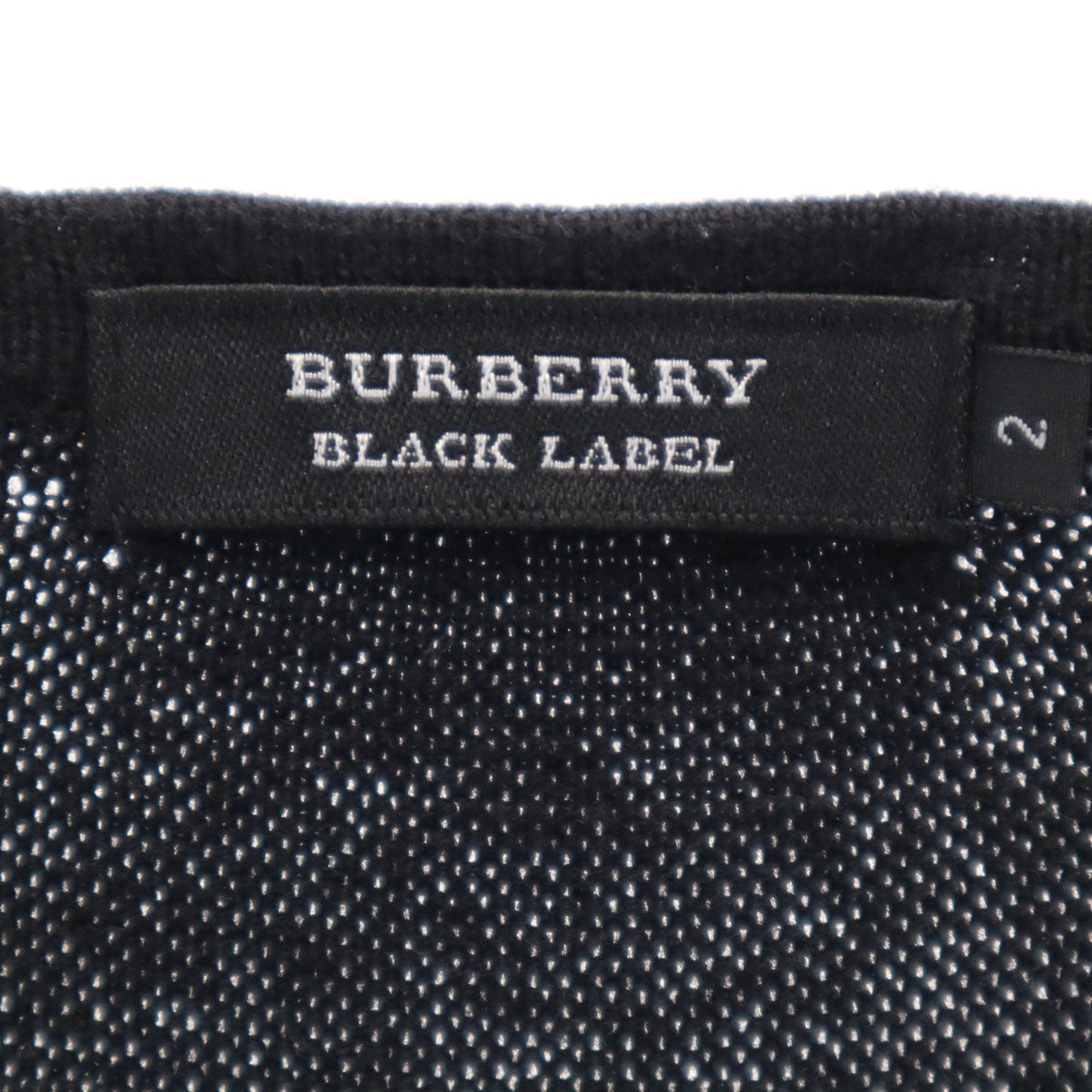 BURBERRY BLACK LABEL バーバリーブラックレーベル ボーダー柄 長袖 Vネック ニット 2 ブラック 三陽商会 レディース