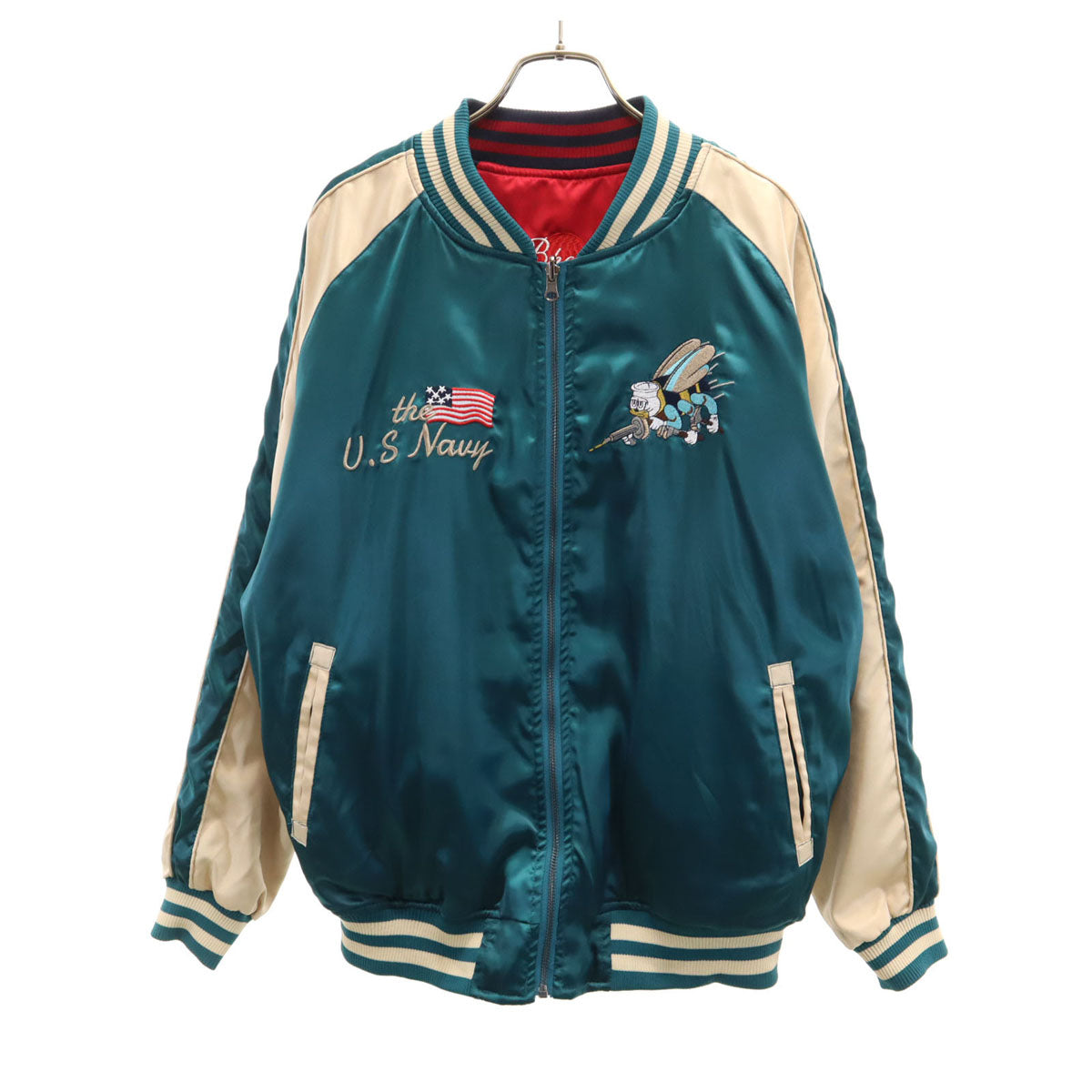 STRUGGLE FAMILY ストラグルファミリー U.S.NAVY リバーシブル スカジャン XL グリーン メンズ
