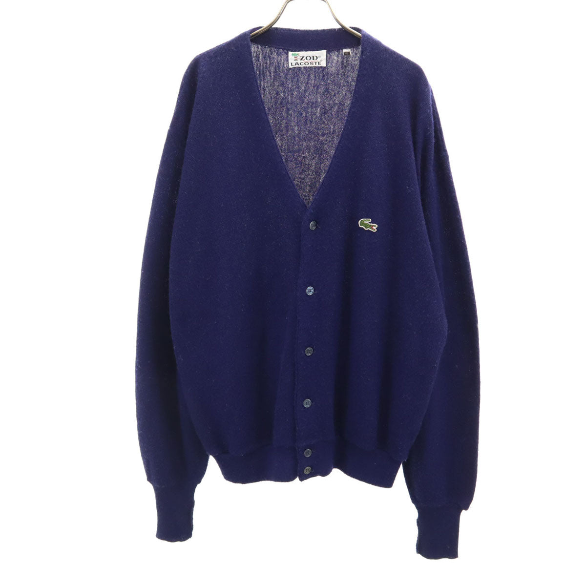 LACOSTE ラコステ 70s USA製 ヴィンテージ 糸巻き ニットカーディガン XXL ブルー メンズ