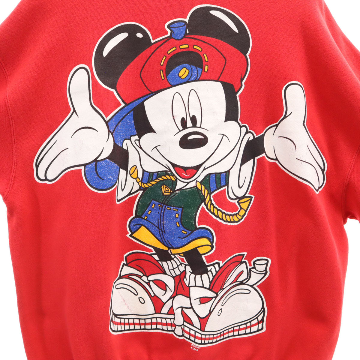 MICKEY UNLIMITED ミッキーアンリミテッド 90s USA製 オールド ミッキーマウス 長袖 スウェット トレーナー レッド メンズ