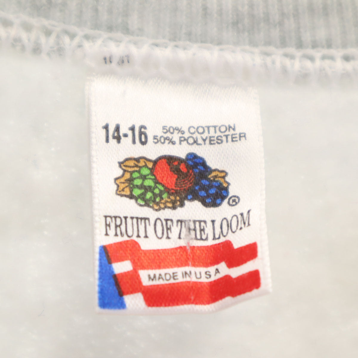 FRUIT OF THE LOOM フルーツオブザルーム 90s USA製 オールド チキチキマシン猛レース ケンケン 長袖 スウェット トレーナー 14-16 グレー 裏起毛 キッズ