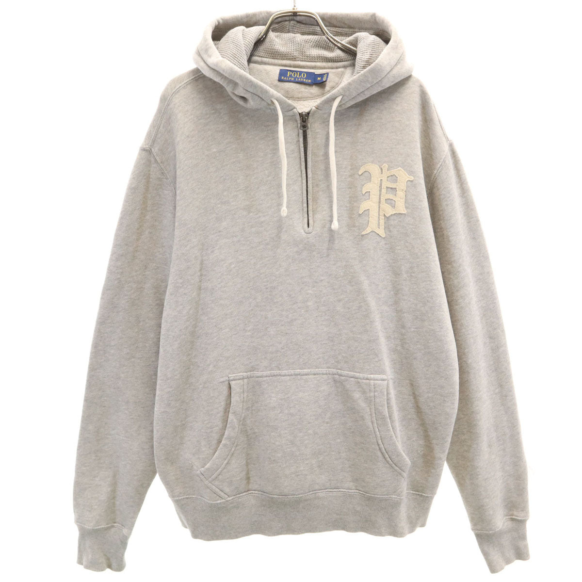 POLO RALPH LAUREN ポロラルフローレン 長袖 ハーフジップ スウェットパーカー M グレー 裏起毛 メンズ