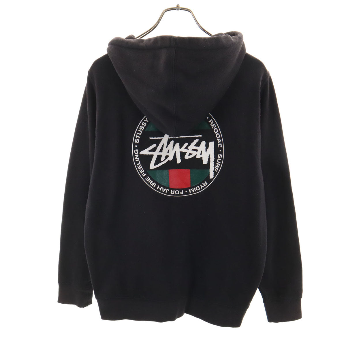 STUSSY ステューシー USA製 バックロゴ 長袖 スウェット ジップパーカー S ブラック メンズ