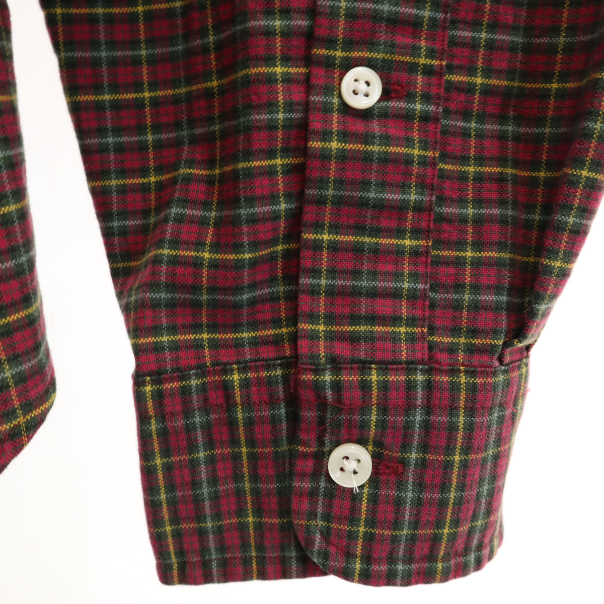 未使用 RALPH LAUREN ラルフローレン チェック柄 長袖 ボタンダウンシャツ L レッド系 メンズ