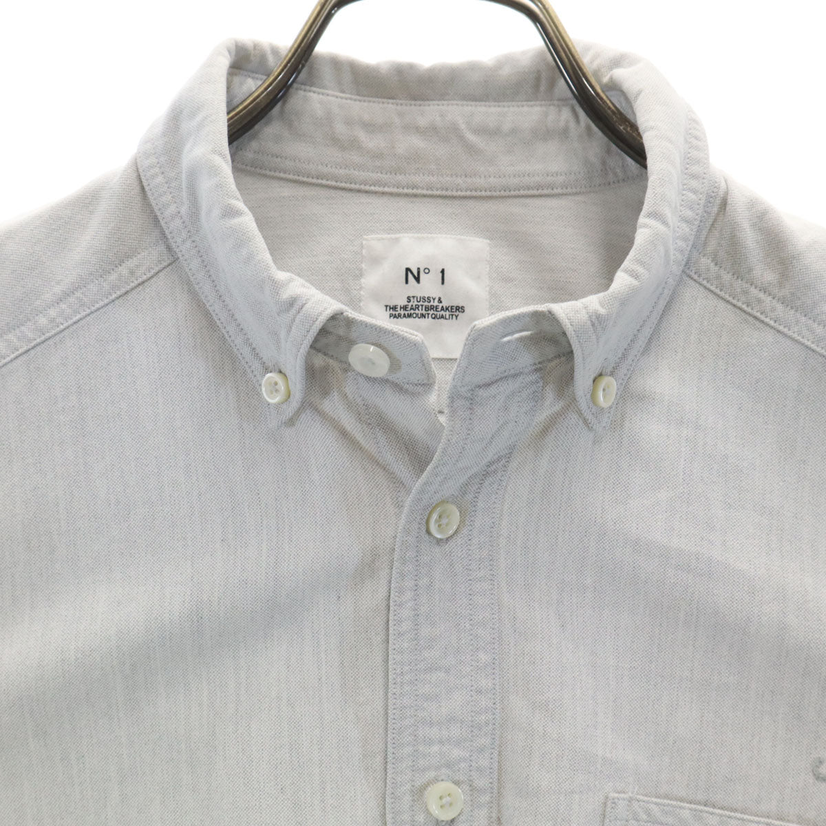 STUSSY ステューシー ザ ハートブレイカーズ コラボ 長袖 ボタンダウンシャツ 1 グレー x THE HEARTBREAKERS メンズ