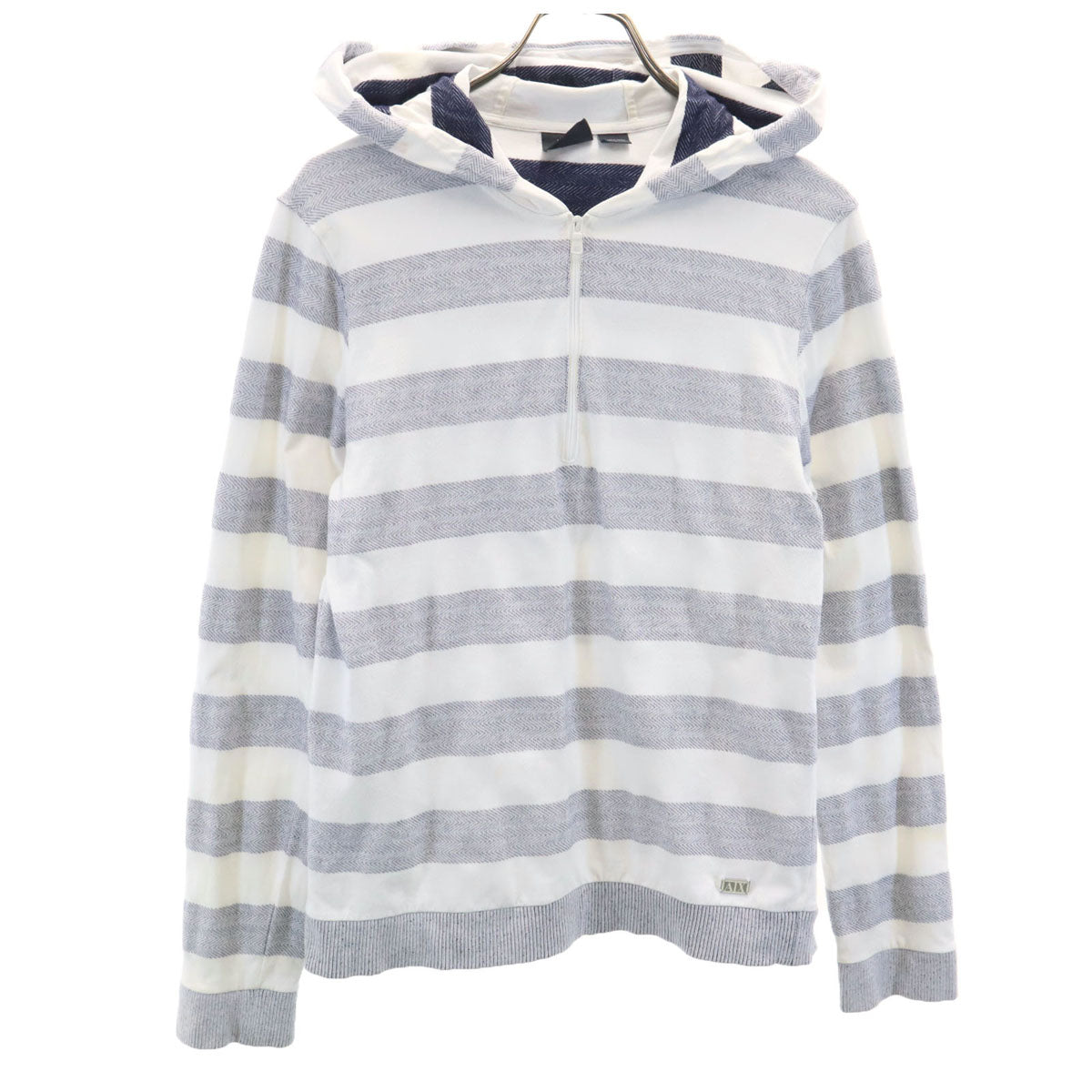 ARMANI EXCHANGE アルマーニエクスチェンジ ボーダー柄 長袖 ハーフジップ パーカー S ホワイト メンズ