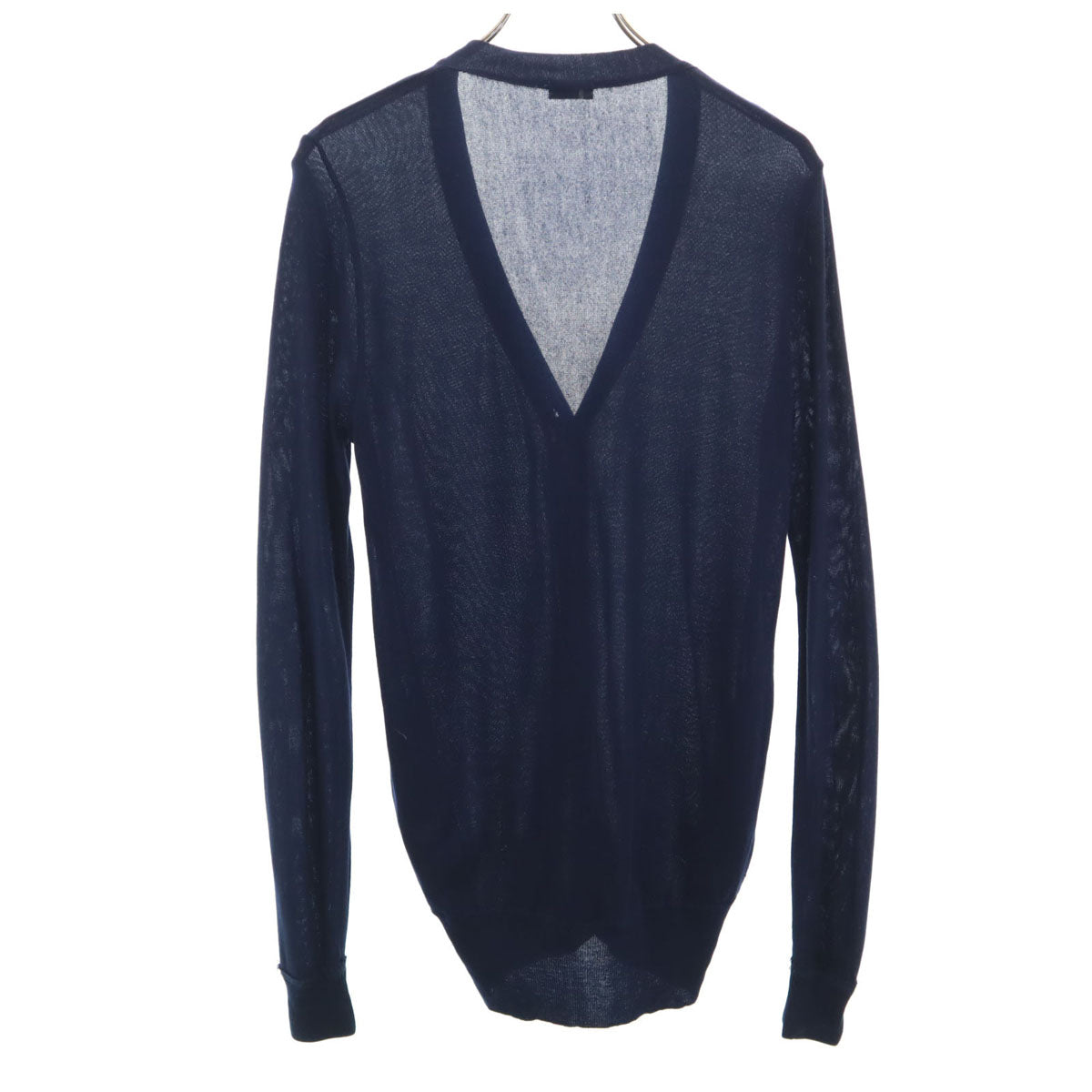 Ron Herman ロンハーマン 日本製 長袖 Vネック ニットカーディガン L ネイビー コンチョボタン レディース