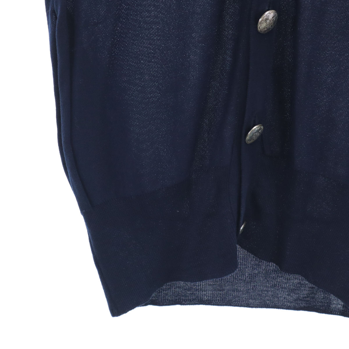 Ron Herman ロンハーマン 日本製 長袖 Vネック ニットカーディガン L ネイビー コンチョボタン レディース