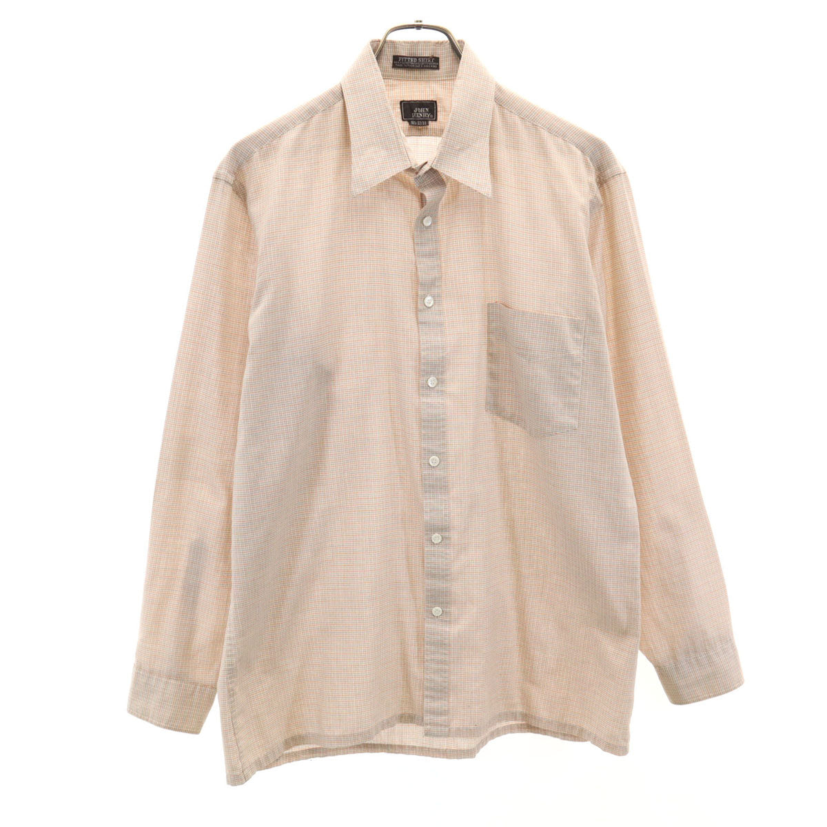 ジョンヘンリー 70s ヴィンテージ チェック柄 長袖 シャツ 32-33 ベージュ メンズ