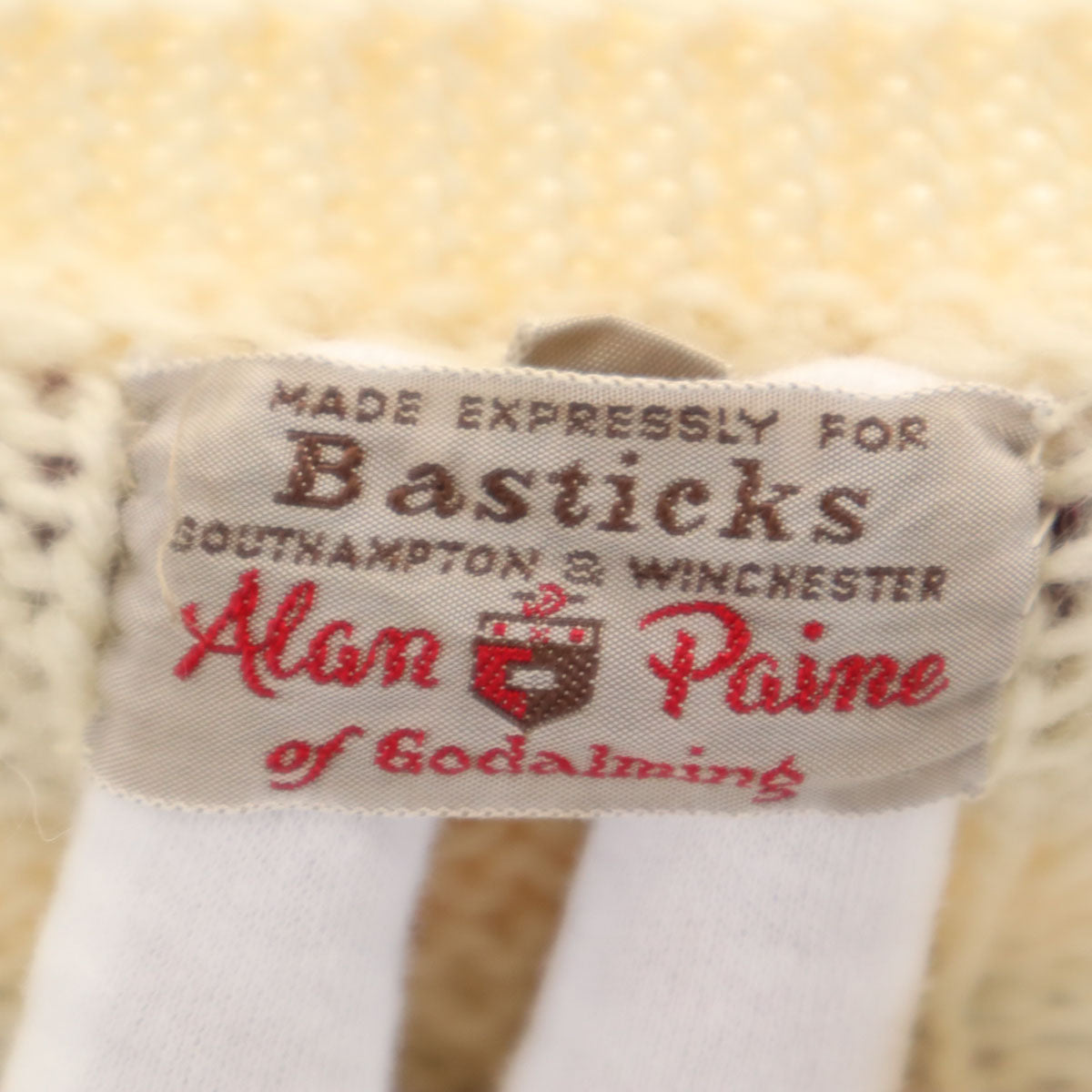 Alan Paine アランペイン 70s ヴィンテージ 長袖 チルデン Vネック セーター 42 アイボリー系 ニット メンズ