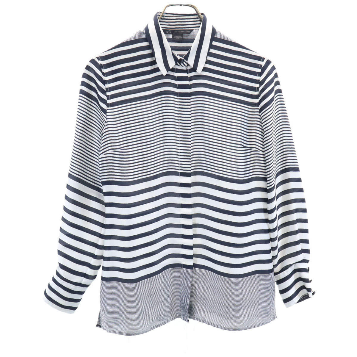 ARMANI EXCHANGE アルマーニエクスチェンジ ボーダー柄 長袖 シャツ XS ホワイト レディース