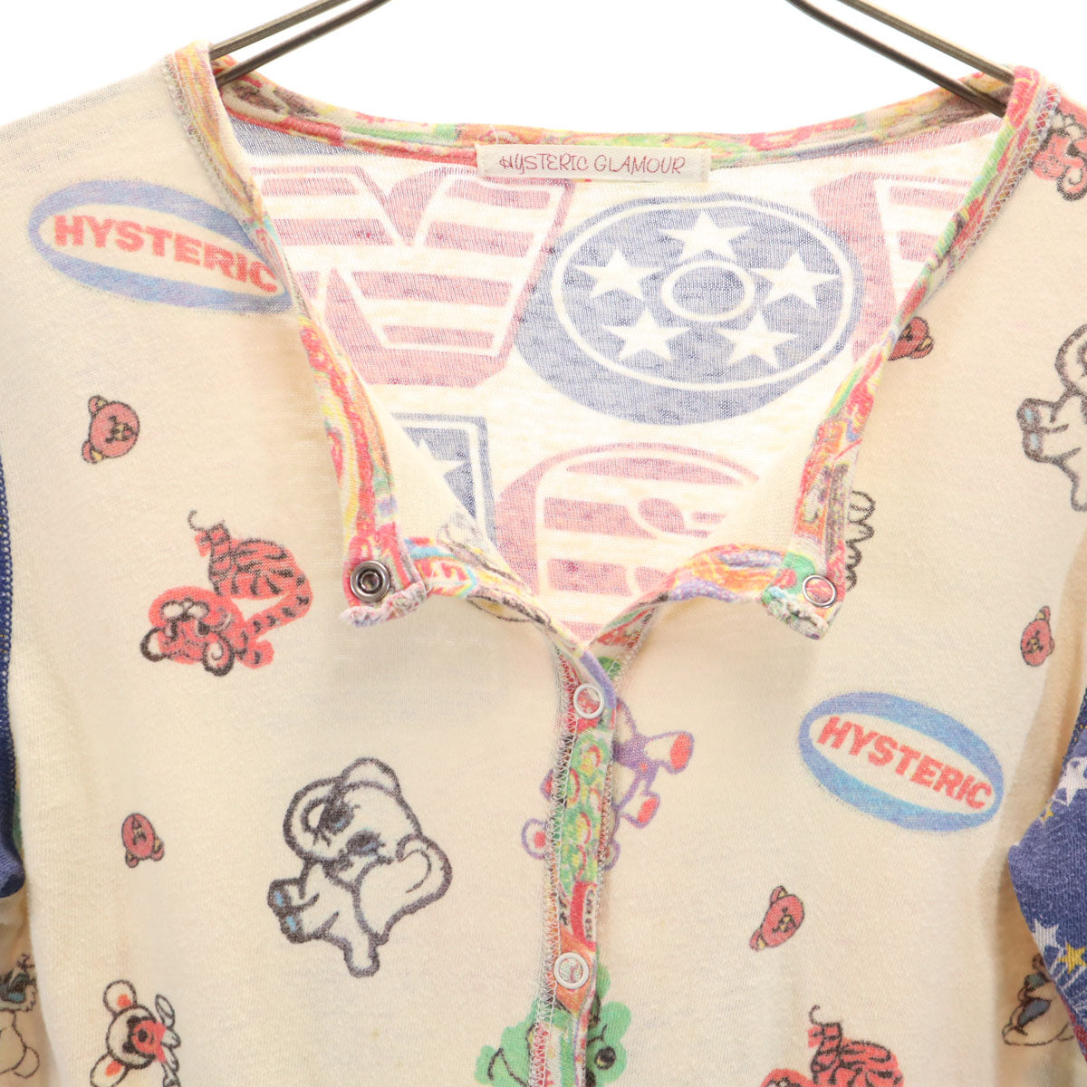HYSTERIC GLAMOUR ヒステリックグラマー 90s 日本製 オールド 総柄 長袖 カーディガン FREE ベージュ レディース
