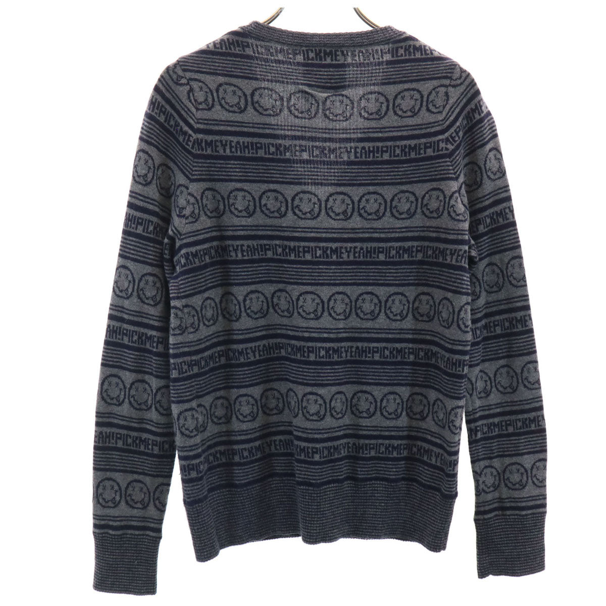 美品 HYSTERIC GLAMOUR ヒステリックグラマー カシミヤブレンド ニルヴァーナ カートコバーン 長袖 ニットカーディガン FREE グレー レディース
