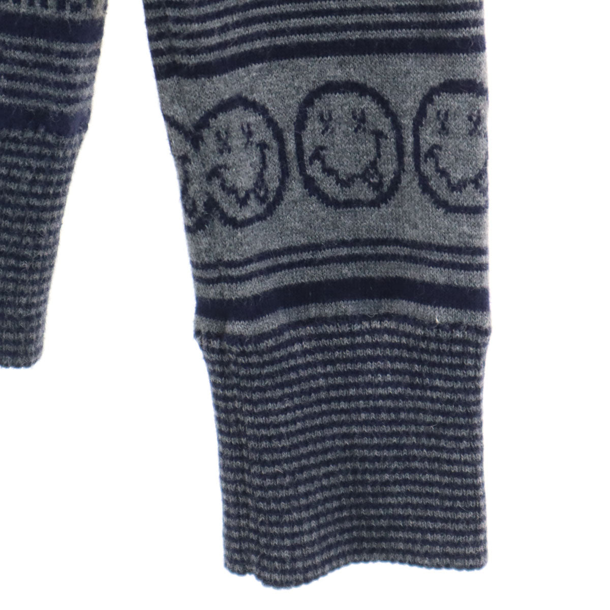 美品 HYSTERIC GLAMOUR ヒステリックグラマー カシミヤブレンド ニルヴァーナ カートコバーン 長袖 ニットカーディガン FREE グレー レディース