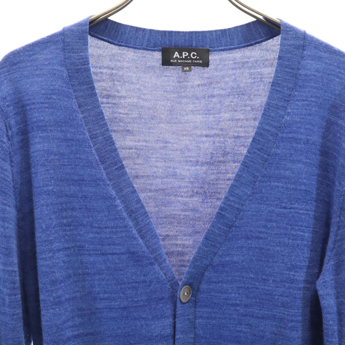 A.P.C. アーペーセー 長袖 Vネック ニットカーディガン XS ブルー メンズ